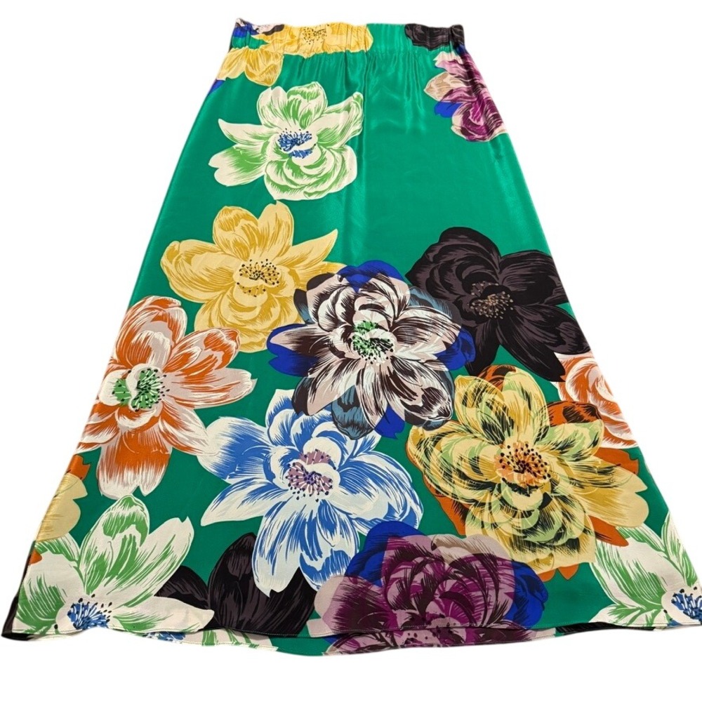 Leifsdottir Maxi Skirt Womens Small Tropical Floral Silk Chiffon Anthropologie